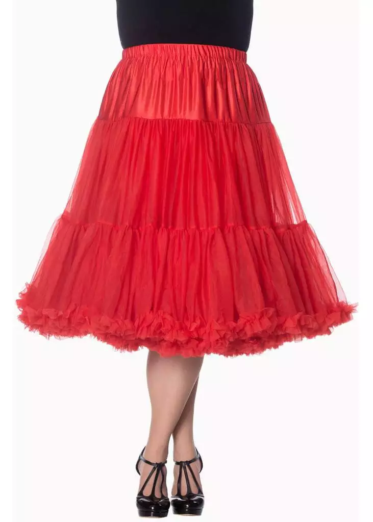 Banned 50's Petticoat Long Red New In 6 Banned 50's Petticoat Long Red New In