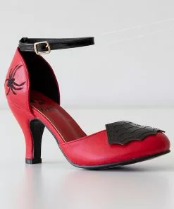 Banned Femme Fatale Spiderweb 50's Pumps Red