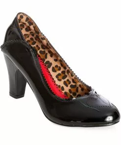 Banned Bettylou Heart 50's Patent Heels Black