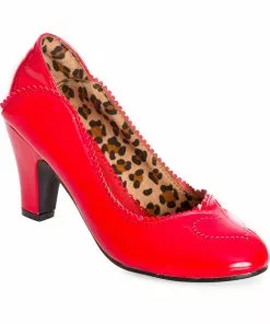 Banned Bettylou Heart 50's Patent Heels Red New In