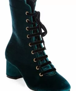 Banned It Takes Two Velvet 60's Boots Blue New In