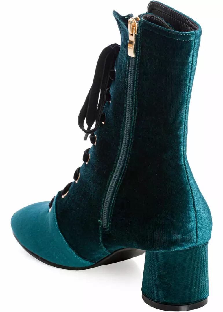 Banned It Takes Two Velvet 60's Boots Blue New In 5 Banned It Takes Two Velvet 60's Boots Blue New In