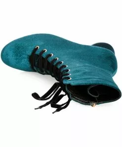 Banned It Takes Two Velvet 60's Boots Blue New In