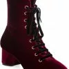 New In Banned It Takes Two Velvet 60's Boots Burgundy 1 New In Banned It Takes Two Velvet 60's Boots Burgundy