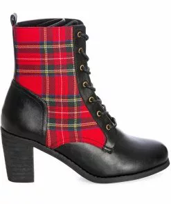 Banned Shake Your Booty Tartan 60's Ankle Boots Red 8 Banned Shake Your Booty Tartan 60's Ankle Boots Red