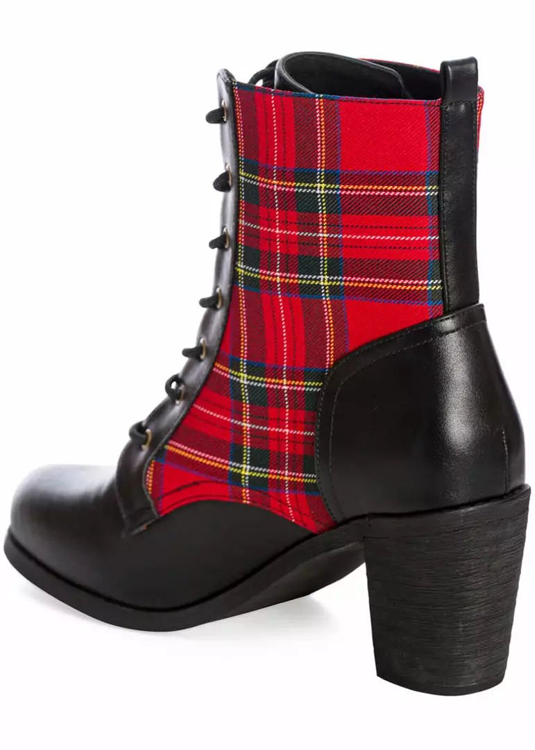 Banned Shake Your Booty Tartan 60's Ankle Boots Red 4 Banned Shake Your Booty Tartan 60's Ankle Boots Red