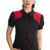 New In Banned Rockabilly Rose 50's Blouse Black 2 New In Banned Rockabilly Rose 50's Blouse Black