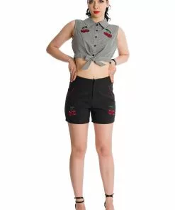 Banned Cherry Skull Up 50's Blouse Black New In 7 Banned Cherry Skull Up 50's Blouse Black New In