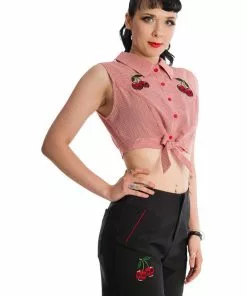 Banned Cherry Skull Up 50's Blouse Red New In 8 Banned Cherry Skull Up 50's Blouse Red New In