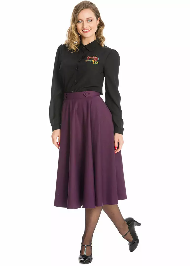 Banned Di Di 40's Swing Skirt Aubergine 6 Banned Di Di 40's Swing Skirt Aubergine