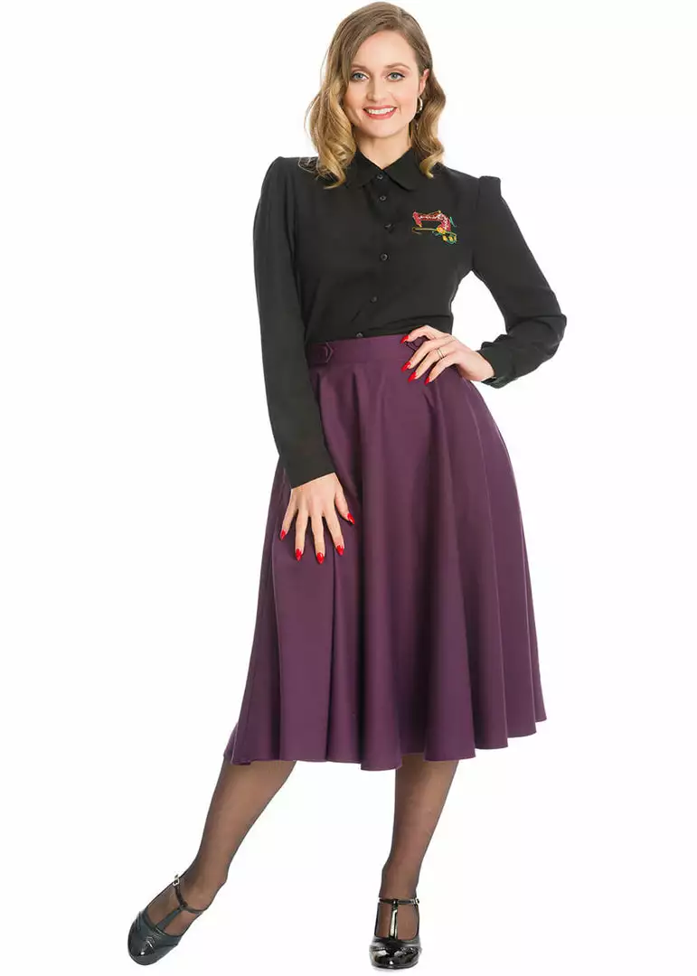 Banned Di Di 40's Swing Skirt Aubergine 4 Banned Di Di 40's Swing Skirt Aubergine