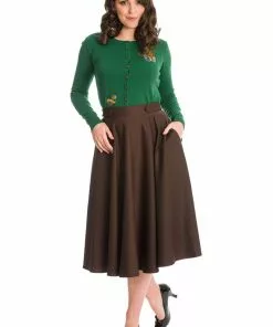 Banned Di Di 40's Swing Skirt Brown