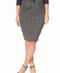 Banned Line Up 50's Pencil Skirt Black Grey