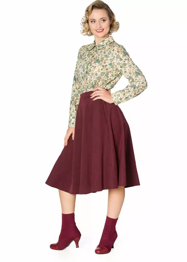 Banned Sophicated 40's Swing Skirt Aubergine Purple 5 Banned Sophicated 40's Swing Skirt Aubergine Purple