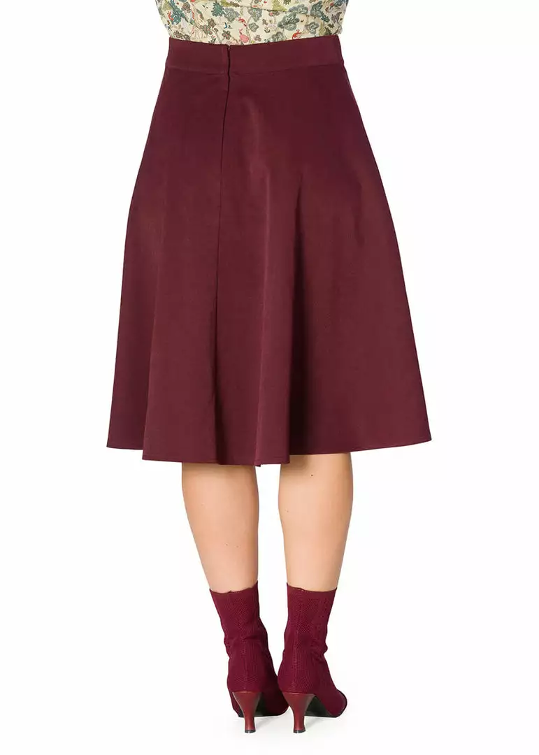 Banned Sophicated 40's Swing Skirt Aubergine Purple 6 Banned Sophicated 40's Swing Skirt Aubergine Purple
