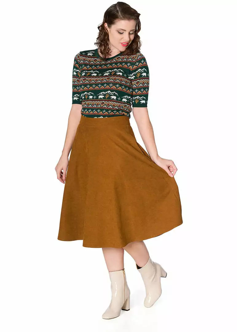 New In Banned Sophicated 50's Swing Skirt Brown 4 New In Banned Sophicated 50's Swing Skirt Brown