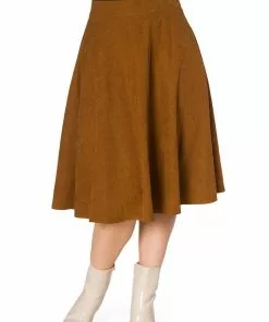 New In Banned Sophicated 50's Swing Skirt Brown