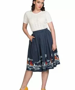 New In Banned Summer Sail 50's Swing Skirt Navy 10 New In Banned Summer Sail 50's Swing Skirt Navy