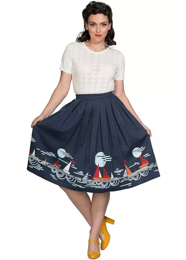 New In Banned Summer Sail 50's Swing Skirt Navy 4 New In Banned Summer Sail 50's Swing Skirt Navy