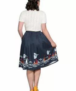 New In Banned Summer Sail 50's Swing Skirt Navy 11 New In Banned Summer Sail 50's Swing Skirt Navy