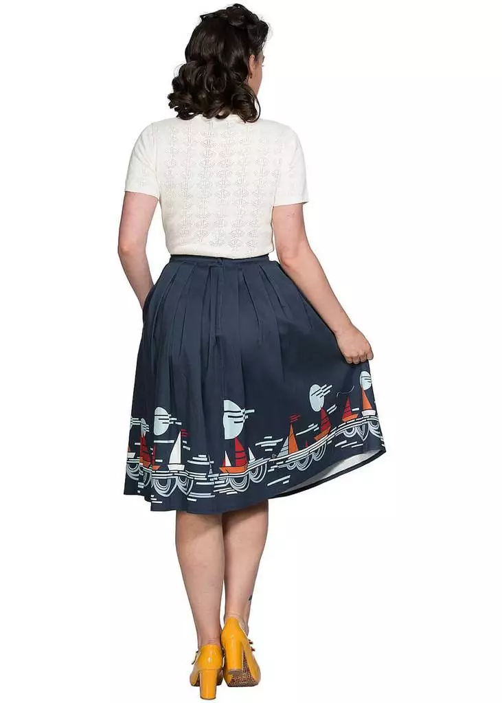 New In Banned Summer Sail 50's Swing Skirt Navy 7 New In Banned Summer Sail 50's Swing Skirt Navy