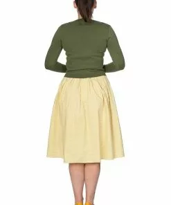 New In Banned Preppy Gingham 50's Swing Skirt Yellow