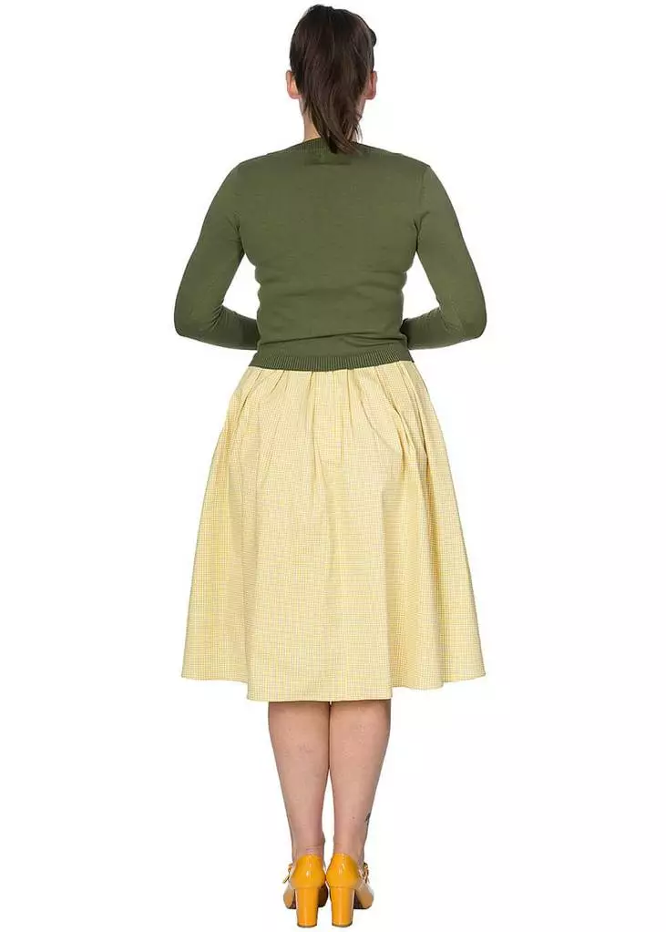 New In Banned Preppy Gingham 50's Swing Skirt Yellow 4 New In Banned Preppy Gingham 50's Swing Skirt Yellow