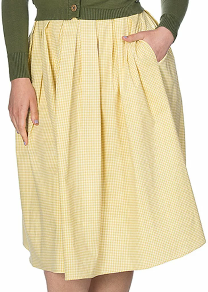 New In Banned Preppy Gingham 50's Swing Skirt Yellow 3 New In Banned Preppy Gingham 50's Swing Skirt Yellow