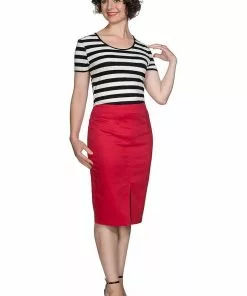 New In Banned Love Me Every Day 50's Pencil Skirt Red 7 New In Banned Love Me Every Day 50's Pencil Skirt Red