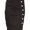 New In Banned Button Down 50's Pencil Skirt Black