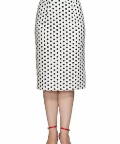Banned Polkadot Frill 50's Pencil Skirt White New In 13 Banned Polkadot Frill 50's Pencil Skirt White New In