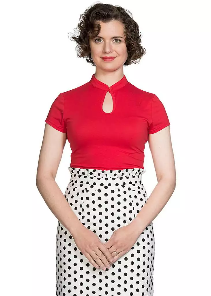 Banned Polkadot Frill 50's Pencil Skirt White New In 6 Banned Polkadot Frill 50's Pencil Skirt White New In