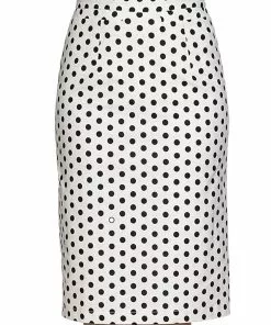 Banned Polkadot Frill 50's Pencil Skirt White New In