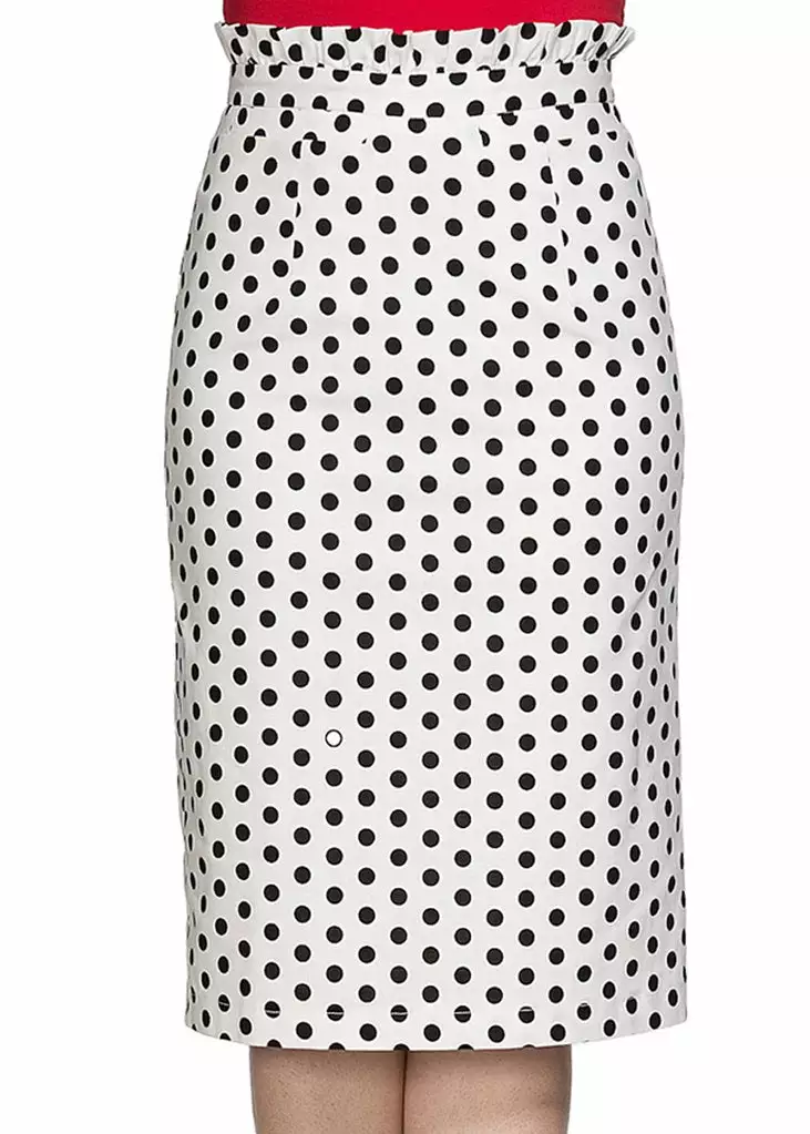 Banned Polkadot Frill 50's Pencil Skirt White New In 3 Banned Polkadot Frill 50's Pencil Skirt White New In