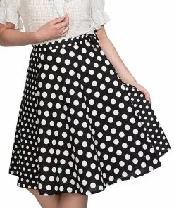 Banned Polka Mix 50's Wrap Swing Skirt Black New In