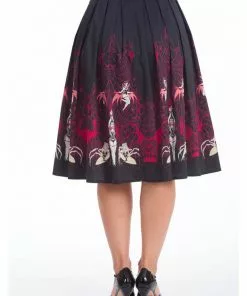 Banned Vixens Spider 50's Swing Skirt Black