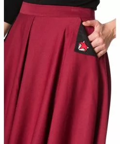 Banned Foxy 40's Swing Skirt Burgundy New In