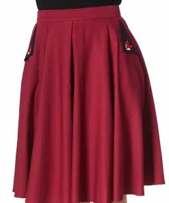 Banned Foxy 40's Swing Skirt Burgundy New In