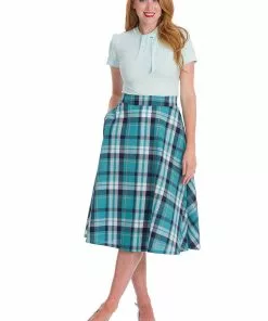 Banned Treat Me Tartan 50's Swing Skirt Mint