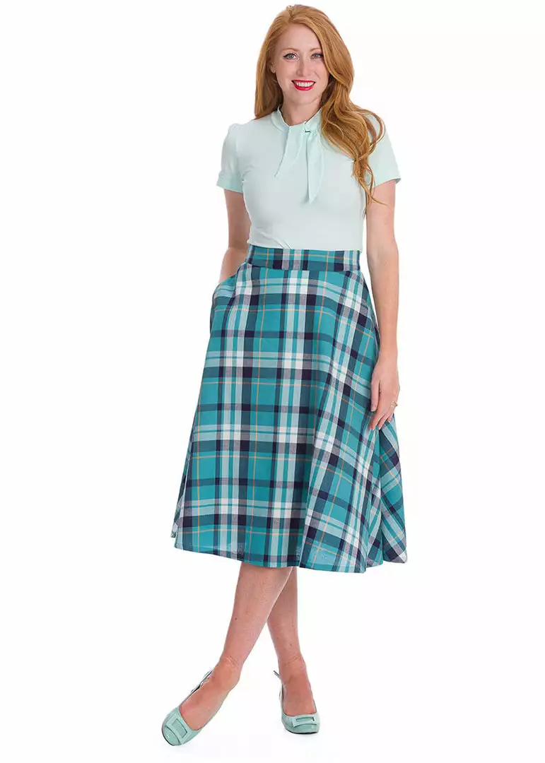 Banned Treat Me Tartan 50's Swing Skirt Mint 4 Banned Treat Me Tartan 50's Swing Skirt Mint
