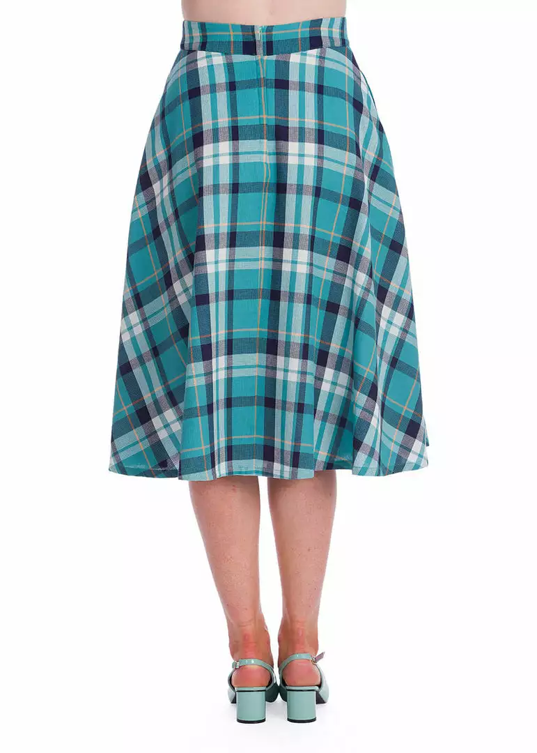 Banned Treat Me Tartan 50's Swing Skirt Mint 6 Banned Treat Me Tartan 50's Swing Skirt Mint