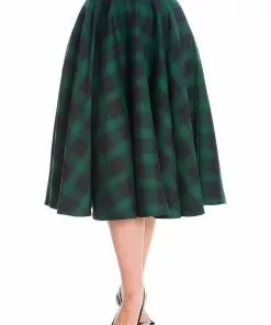 Banned Tartan 50's Swing Skirt Green