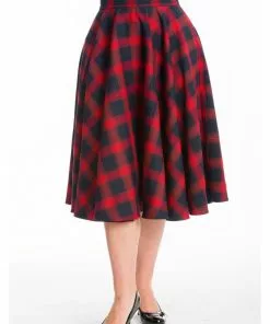 Banned Tartan 50's Swing Skirt Red