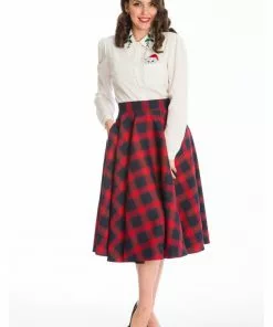Banned Tartan 50's Swing Skirt Red