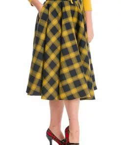 Banned Tartan 50's Swing Skirt Yellow