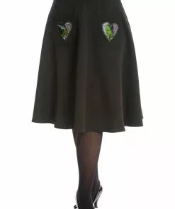 Banned Made For Each Other Frankenstein 50's Swing Skirt In Black New In