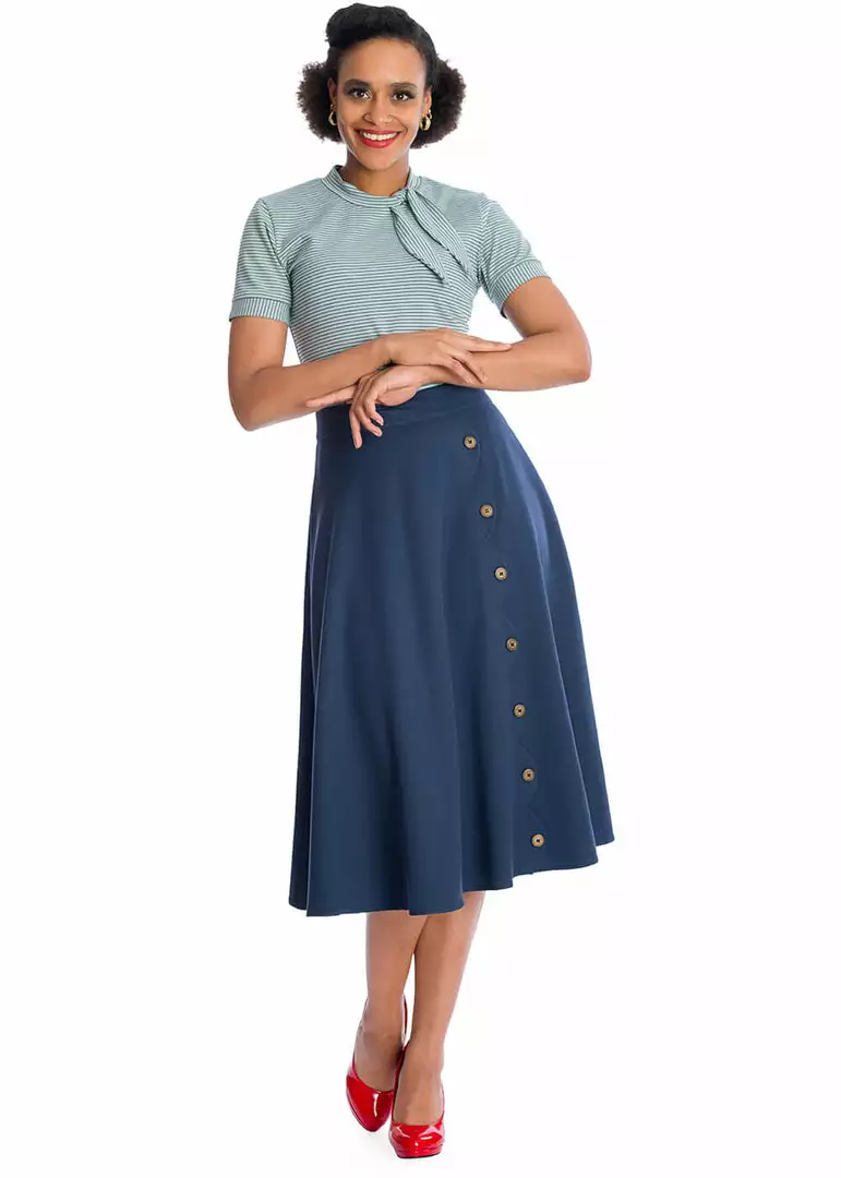 Banned Sweet Scallop 40's Swing Skirt Navy New In 8 Banned Sweet Scallop 40's Swing Skirt Navy New In