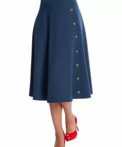 Banned Sweet Scallop 40's Swing Skirt Navy New In