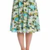 Banned Tropical Palms 50's Swing Skirt Green New In