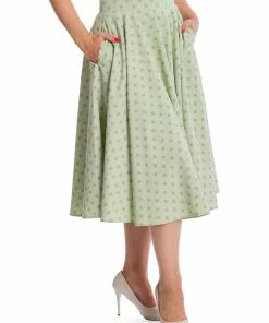 Banned Dot Days Polkadot 50's Swing Skirt Green